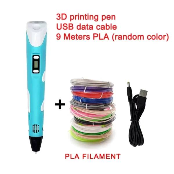HOMEFISH USB Rechargeable 3D Printing Pen with 9M PLA