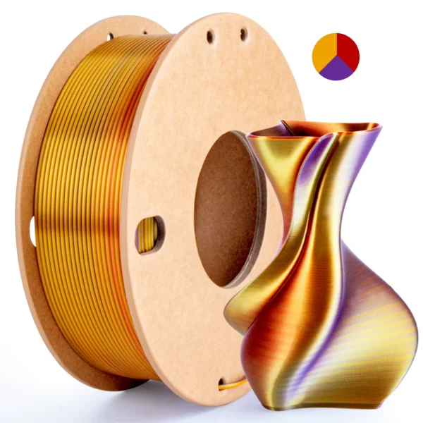 Tri-Color Silk PLA 3D Printer Filament 250g 1.75mm