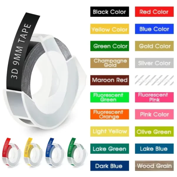 Multicolor 3D Embossing Label Tape for Dymo Makers