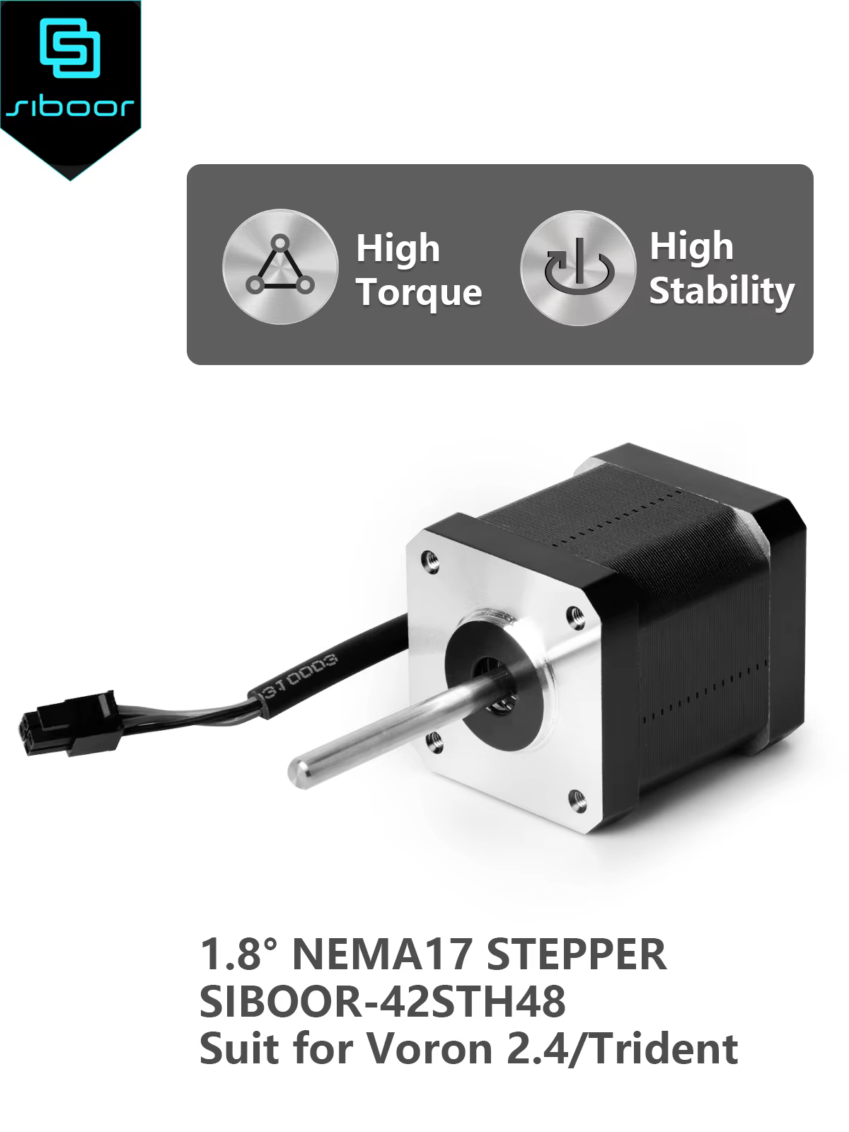 Siboor 1.8° NEMA17 Stepper Motor for Voron 2.4 Trident 3D Printer