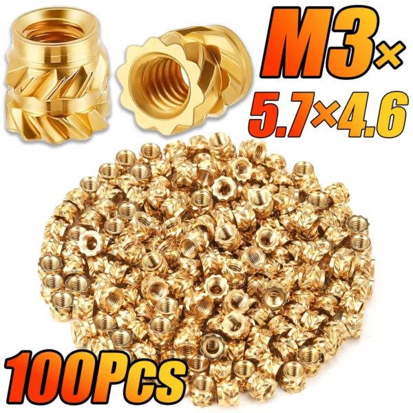 100Pcs M3 Brass Threaded Inserts for 3D Printing