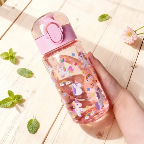 550ML Transparent Cartoon Water Cup PC+PP Durable