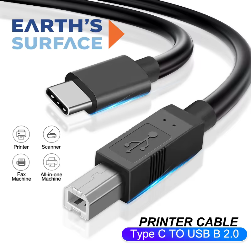 USB Type C to USB B 2.0 Printer Cable for HP Canon Epson