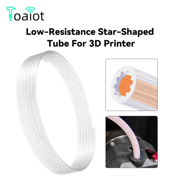 Low-Resistance Star-Shaped PTFE Tube for 3D Printers 5M