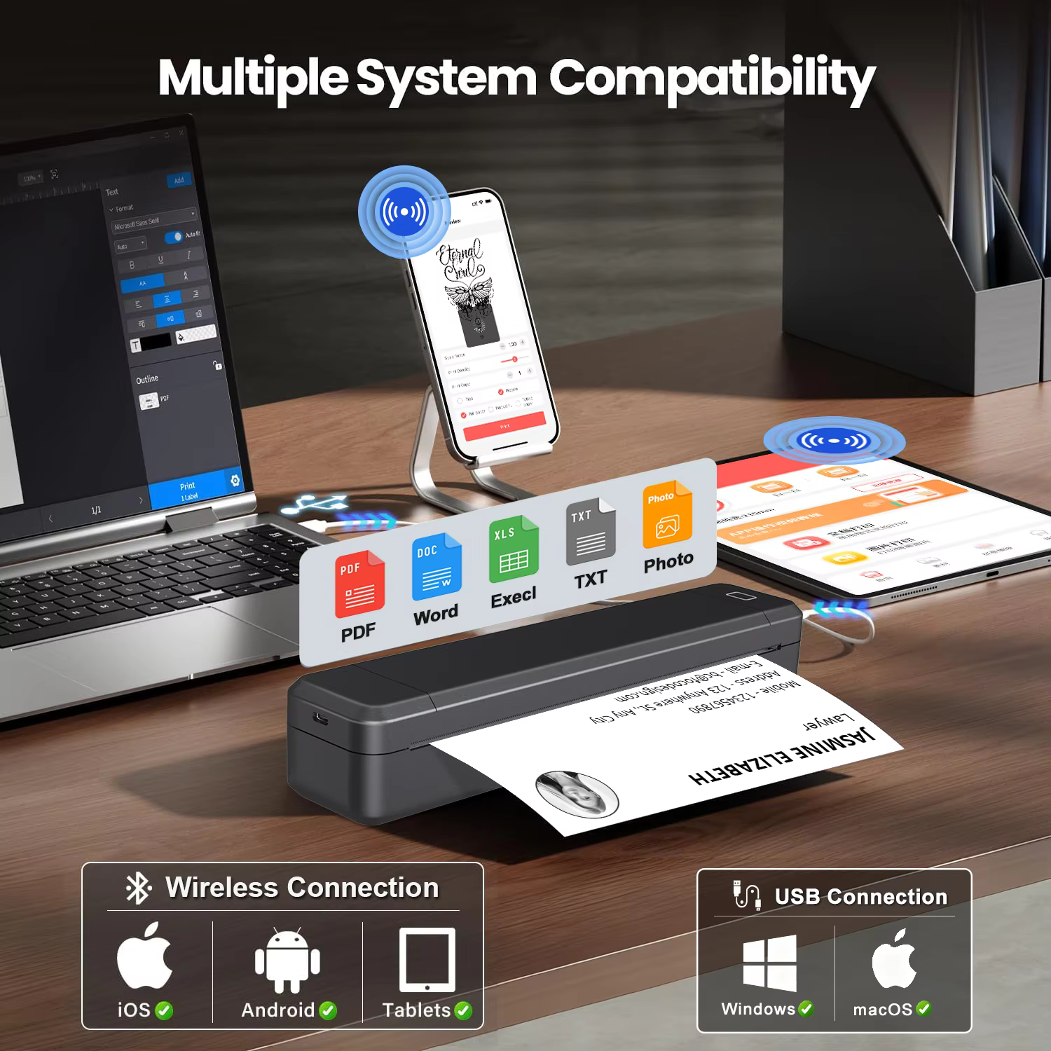 Marklife Portable A4 Thermal Bluetooth Printer for Office