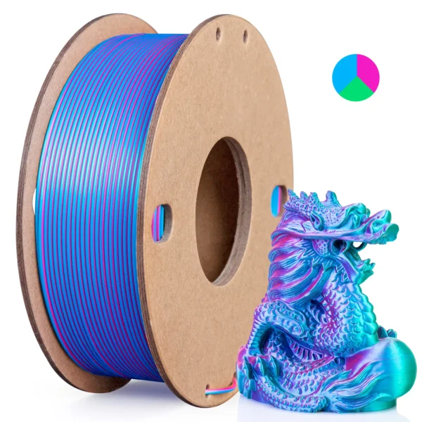 Silk Triple Color PLA 3D Printer Filament 1.75mm 250g