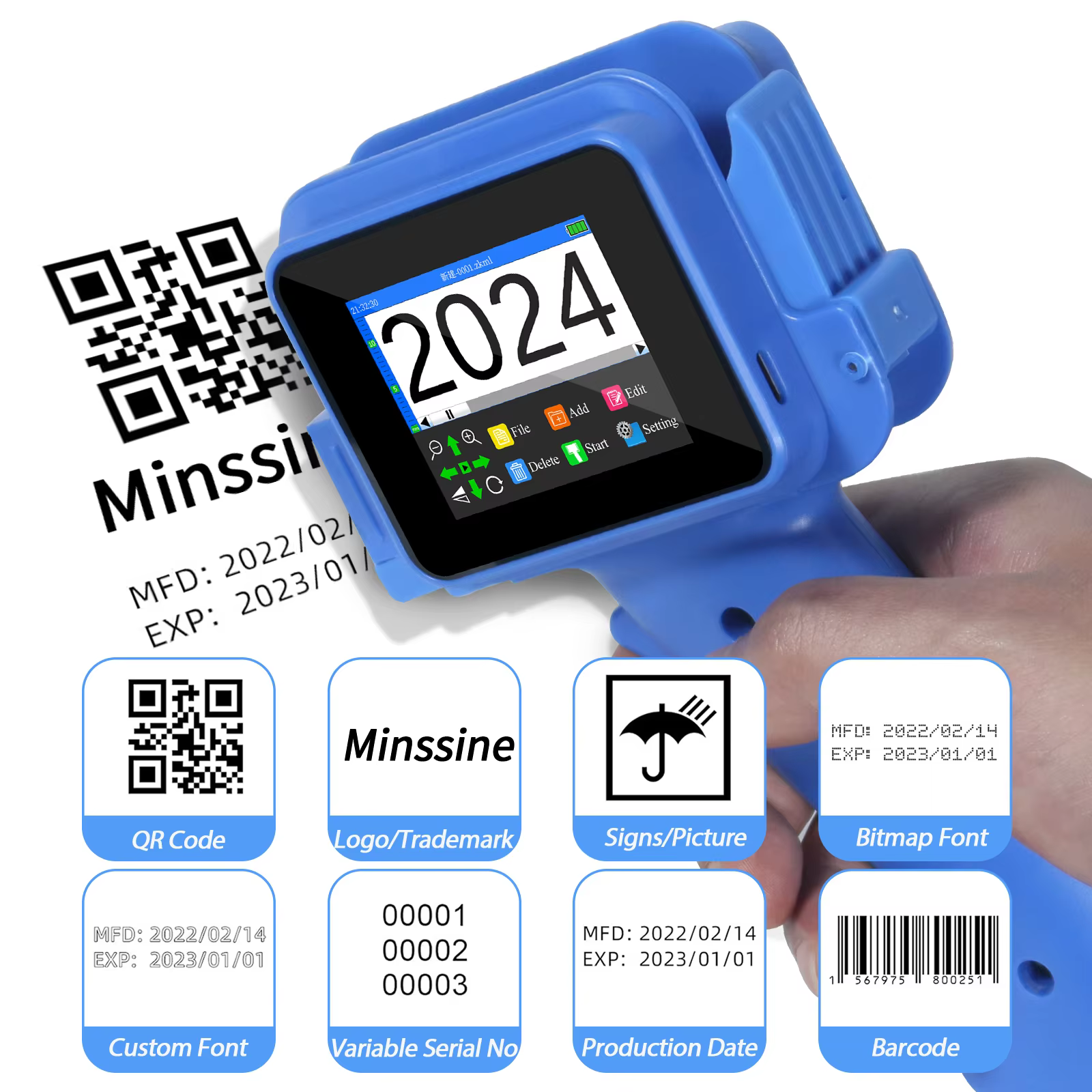 Mini Handheld Inkjet Printer 12.7mm for Coding & Barcode