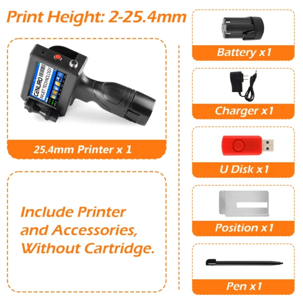Cenliro CL20B Portable 25.4mm TIJ Inkjet Printer