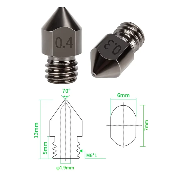 Creality Hardened Steel MK8 Nozzle 5 Pack for 3D Printers